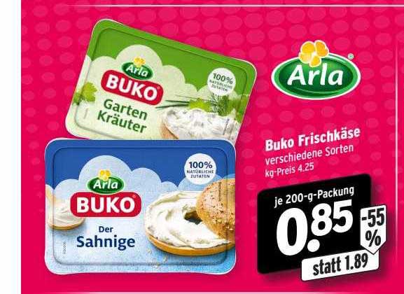 Arla Buko Frischkäse Angebot bei Wasgau 1Prospekte.de
