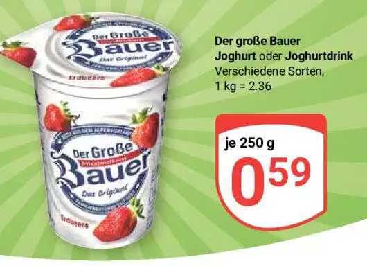 Der Große Bauer Joghurt Oder Joghurtdrink Angebot bei Globus ...