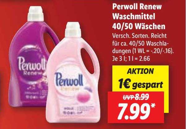 Perwoll Renew Waschmittel 4050 Wäschen Angebot bei Lidl 1Prospekte.de