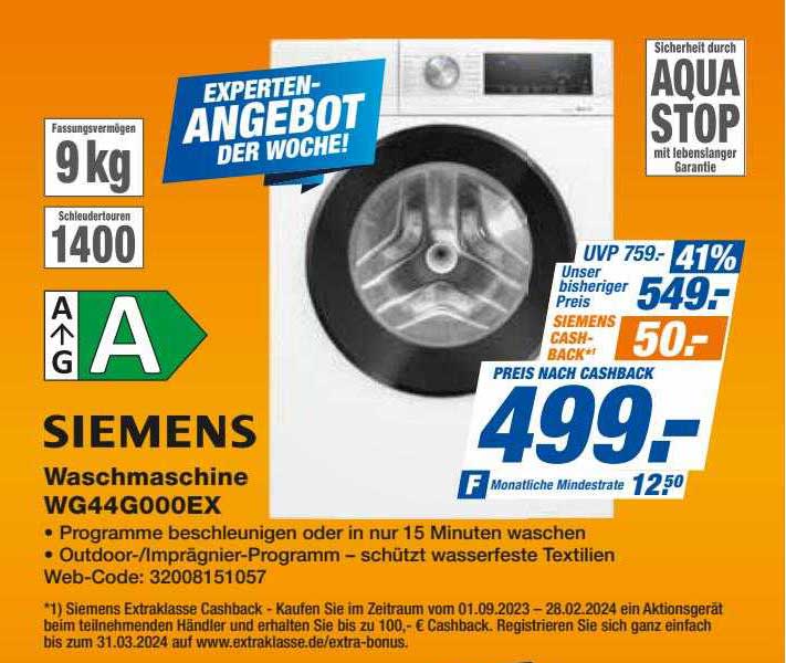 Siemens Waschmaschine Wm14nk20 Angebot bei VMarkt 1Prospekte.de