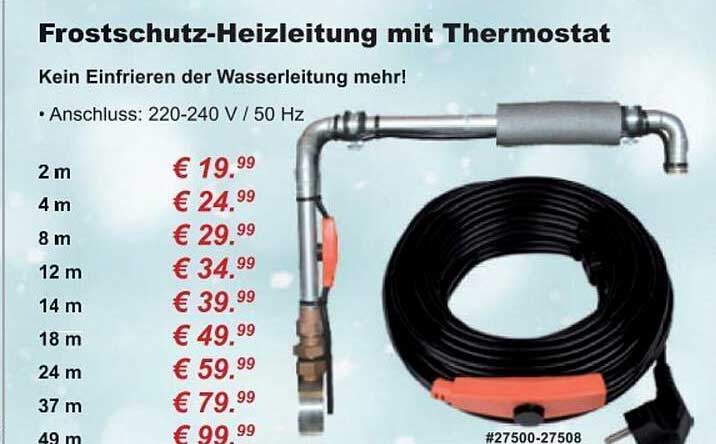 Frostschutz-Heizkabel 2m Mit Thermostat – Selbstr Produktbild-Vorschau 5