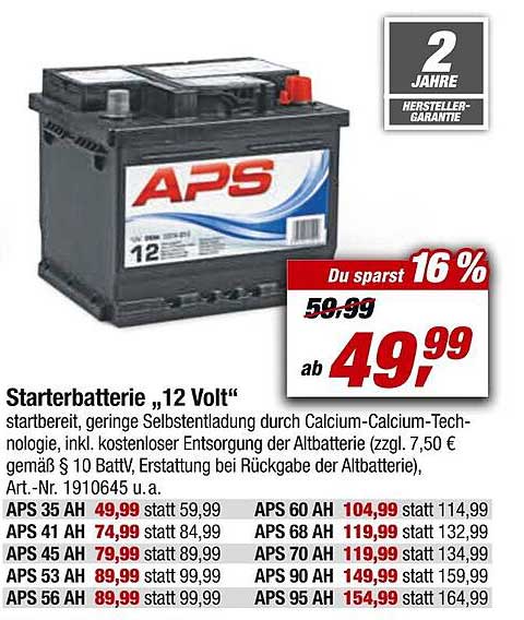 Toom Baumarkt Aps Starterbatterie „12 Volt“