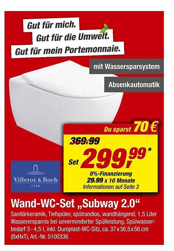 Toom Baumarkt Villeroy & Boch Wand-wc-set „subway 2.0“