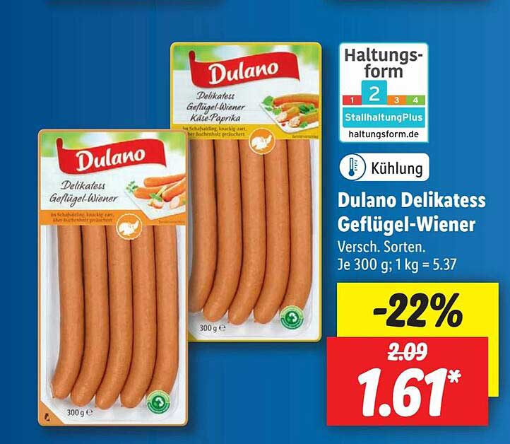 Angebot Delikatess Lidl bei Geflügel-wiener Dulano
