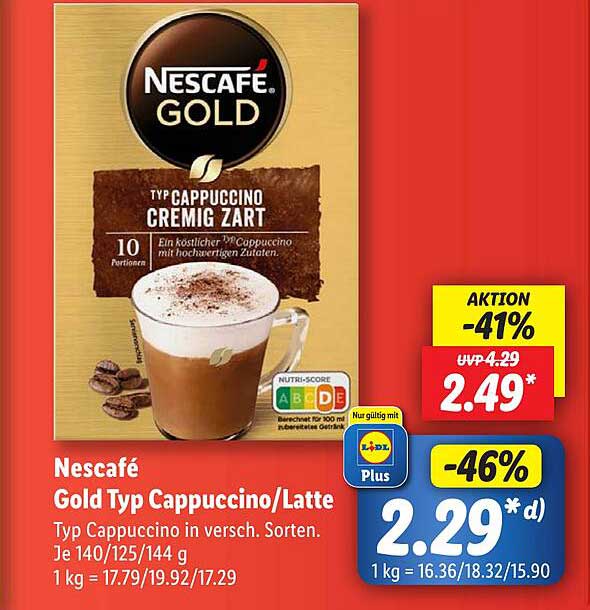 Nescafé Gold Typ Cappuccino/latte Angebot bei Lidl 1Prospekte.de
