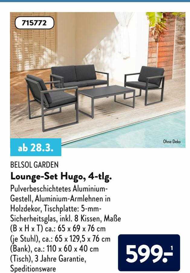 Belsol Garden Loungeset Hugo 4tlg Angebot bei ALDI Nord