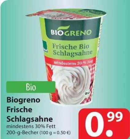 Biogreno Frische Schlagsahne Angebot bei Famila