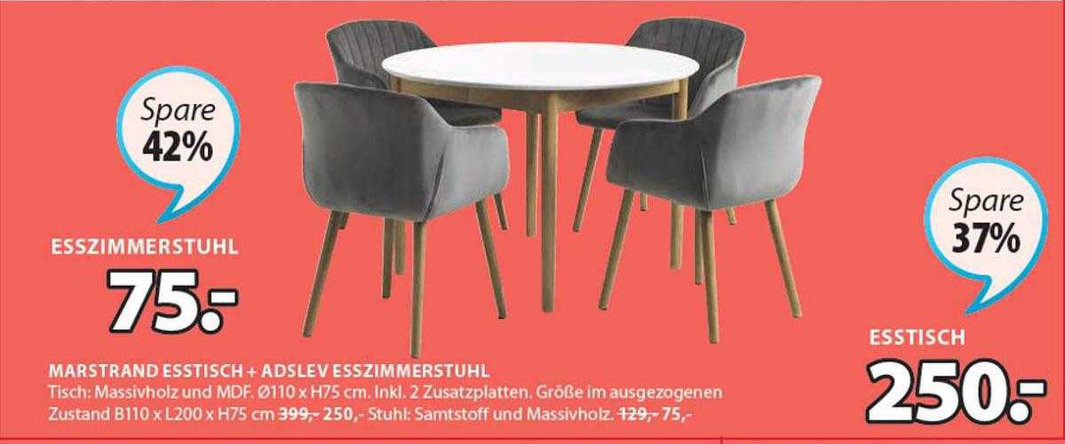 Marstrand Esstisch + Adslev Esszimmerstuhl Angebot bei Jysk - 1Prospekte.de