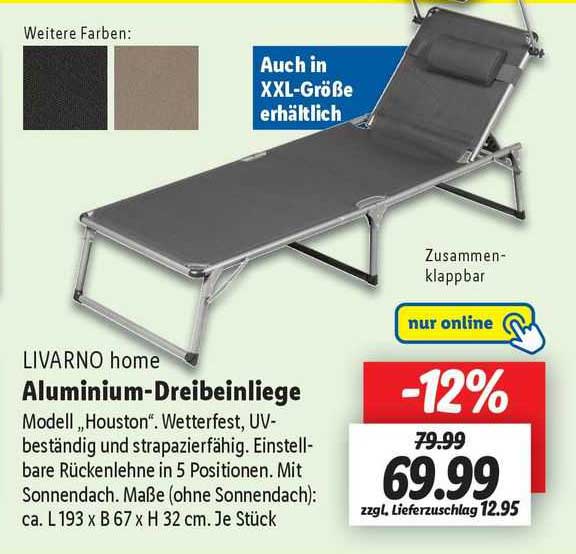 Livarno Home Aluminiumdreibeinliege Angebot bei Lidl 1Prospekte.de