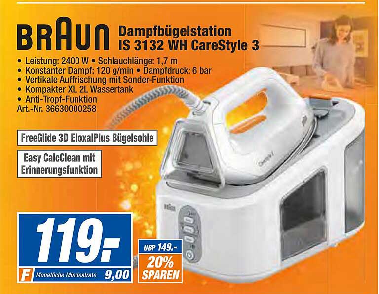 braun is 3132 wh carestyle 3 dampfbügelstation