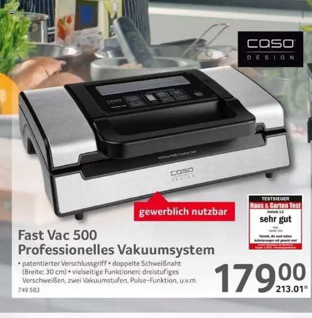 CASO FastVac 440 Macchina Sottovoto Professionale – Acciaio Inox, Pompa 20L/min, Doppia Saldatura 40cm, Marinatura