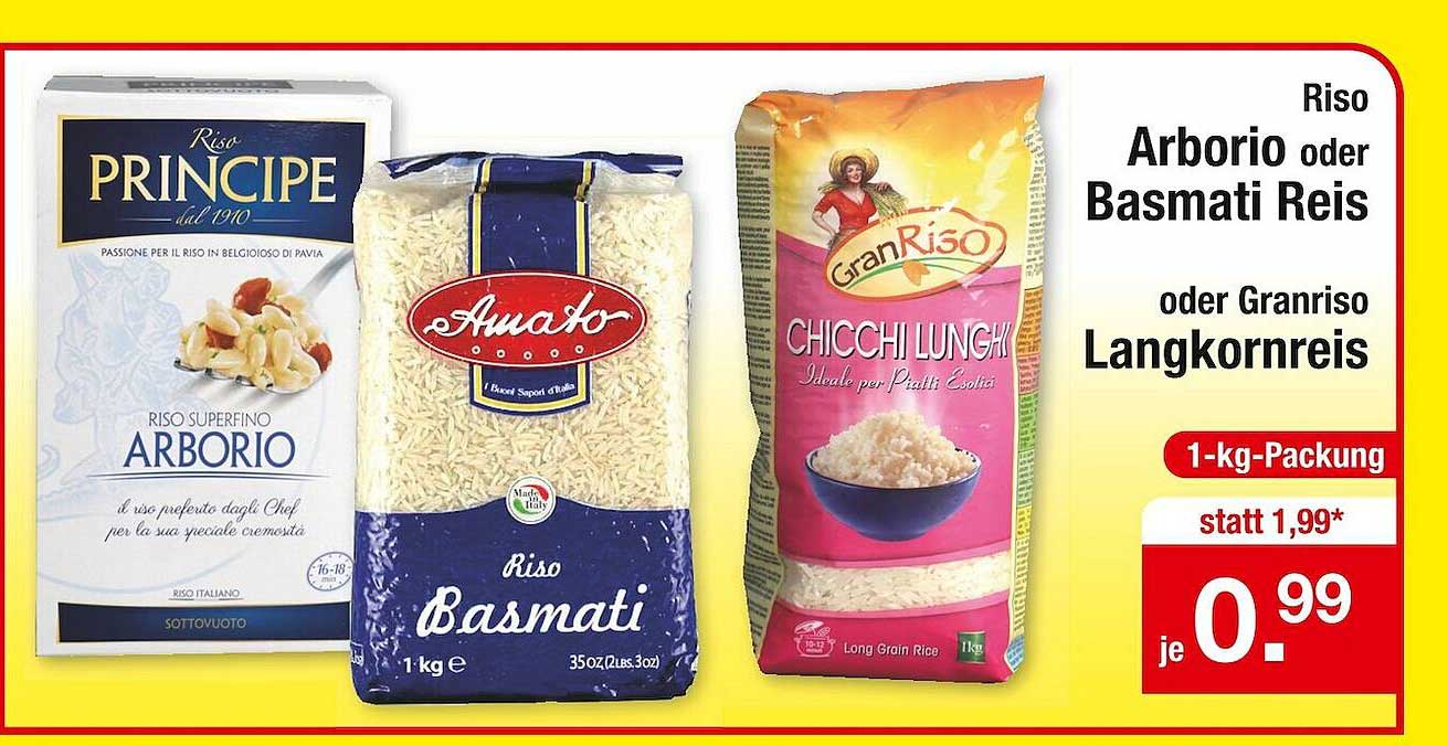 Riso Arborio Basmati Reis Oder Granriso Langkornreis Angebot bei