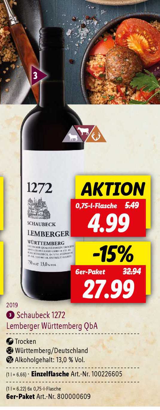 Angebot Lemberger Schaubeck Württemberg 1272 Lidl bei Qba