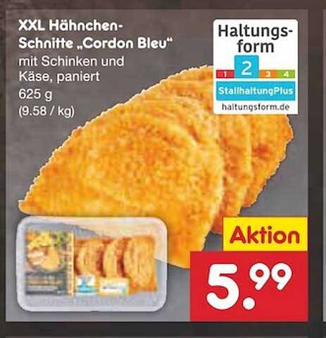 XXL Hähnchen-schnitte Cordon Bleu Angebot bei Netto Marken-Discount