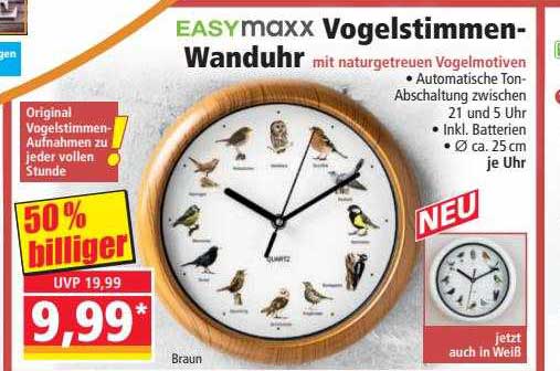 NORMA Easymaxx Vogelstimmen-wanduhr
