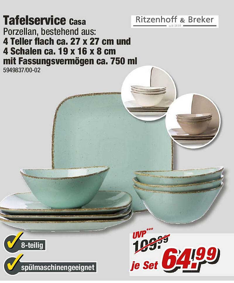 Pichet Vintage Ritzenhoff & Breker Casa 800 Ml - Porcelaine Crème, Lave-vaisselle, Style Rétro