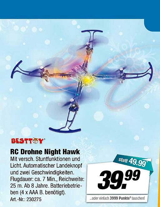 ROFU Kinderland Besttoy Rc Drohne Night Hawk