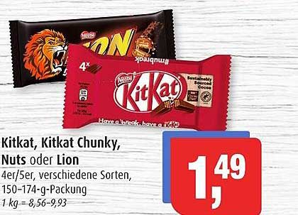 Markant Kitkat, Kitkat Chunky, Nuts Oder Lion
