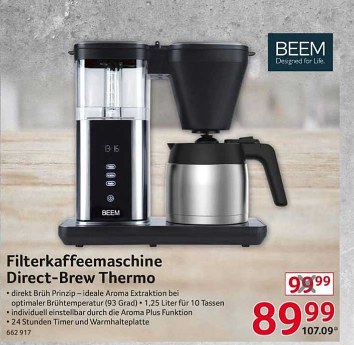BEEM DIRECT BREW FILTERKOFFILTERKOFFILTERKOFFES, Snel, aromatisch & stijlvol, incl. 24-uurs timer en Aroma-Plus-functie, digitaal touch-display, 10 kopjes