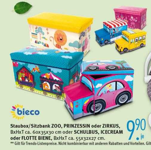 Bieco Staubox Sitzbank Zoo Prinzessin Oder Zirkus Oder Schulbus Icecream  Oder Flotte Biene Angebot bei Trend Möbelmarkt 