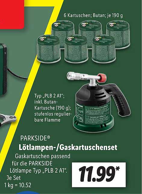 Parkside Lötlampen-/gaskartuschenset Angebot bei Lidl