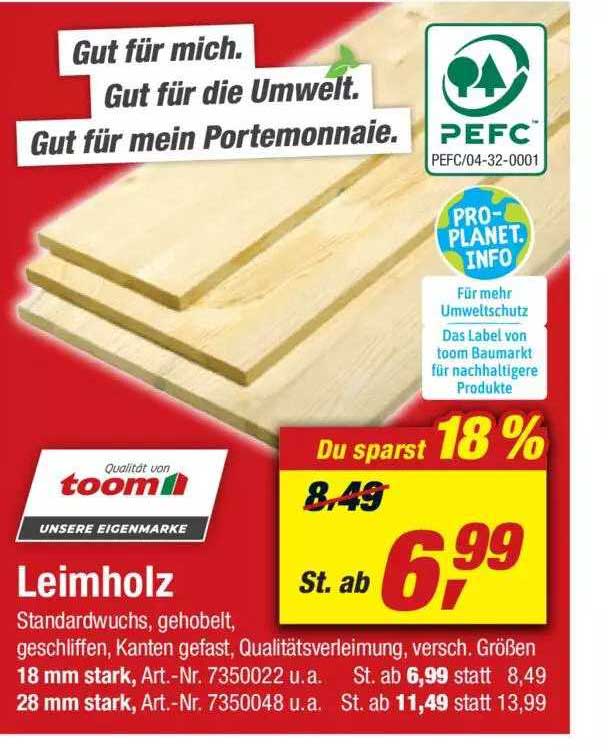 Leimholz Angebot bei Toom Baumarkt 1Prospekte.de