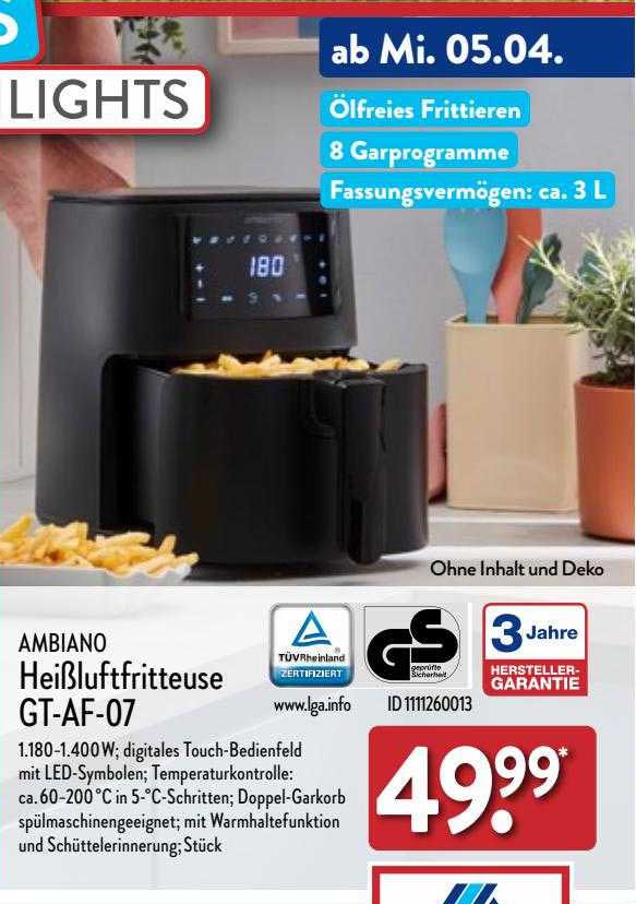 ALDI Nord Ambiano Heißluftfritteuse Gt-af-07