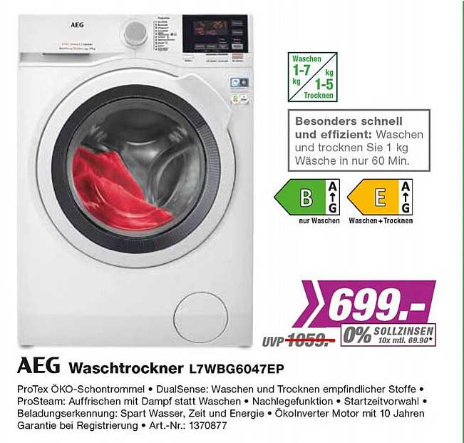 EP Aeg Waschtrockner L7wbg6047ep