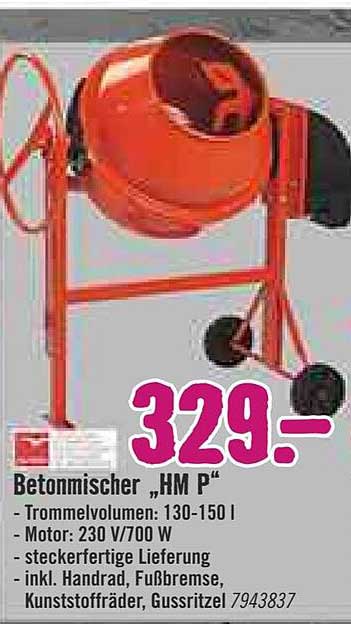 Betonmischer „hm P” Angebot bei Hornbach 1Prospekte.de