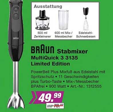 EP Braun Stabmixer Multiquick 3 3135 Limited Edition