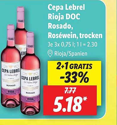 Cepa Lebrel Rioja Doc Rosado bei de Angebot - 1Prospekte. Roséwein Trocken Lidl