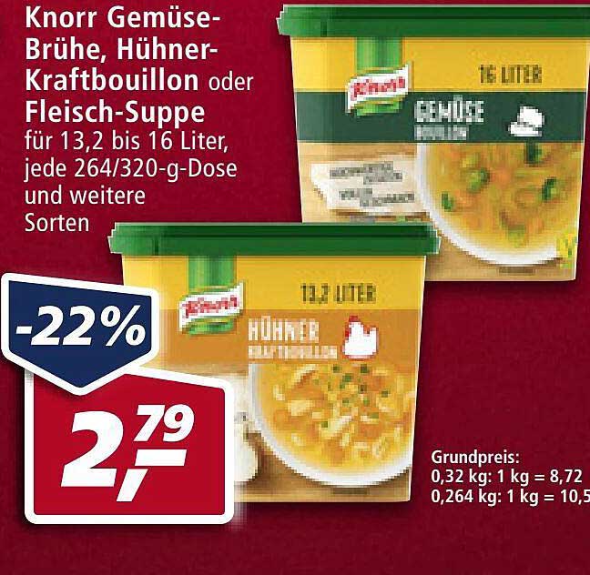 Knorr Gemüsebrühe, Hühnerkraftbouillon Oder Fleischsuppe Angebot bei