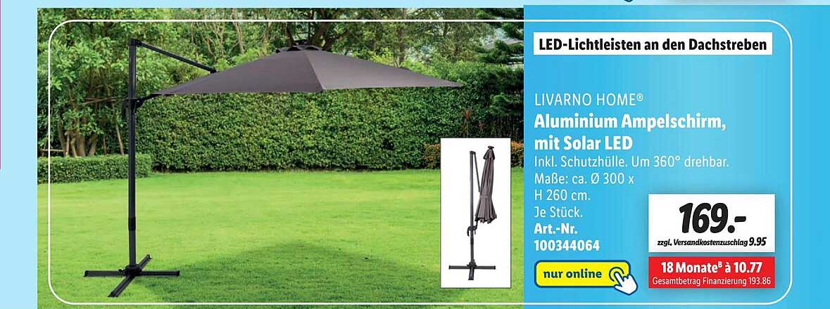 Livarno Home Aluminium Ampelschirm Mit Solar Led Angebot bei Lidl