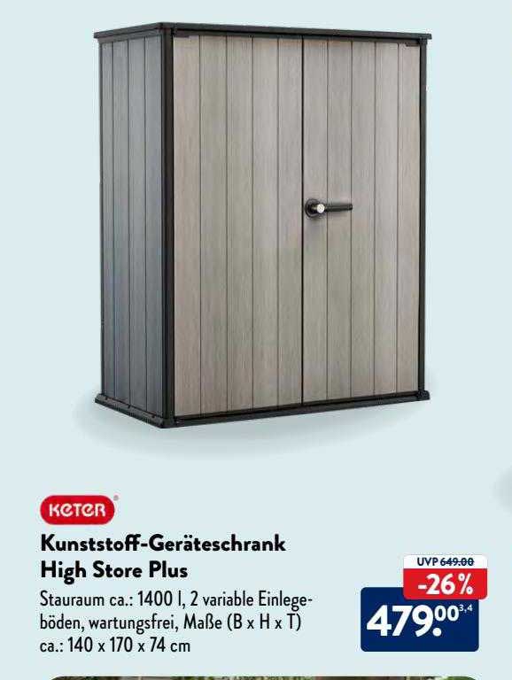 Keter Kunststoffgeräteschrank High Store Plus Angebot bei ALDI Nord