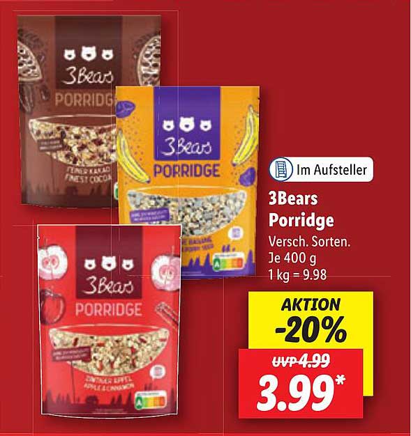3bears Porridge Angebot bei Lidl 1Prospekte.de