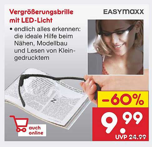Easymaxx Vergrößerungsbrille Mit Led-licht Angebot bei Netto  Marken-Discount