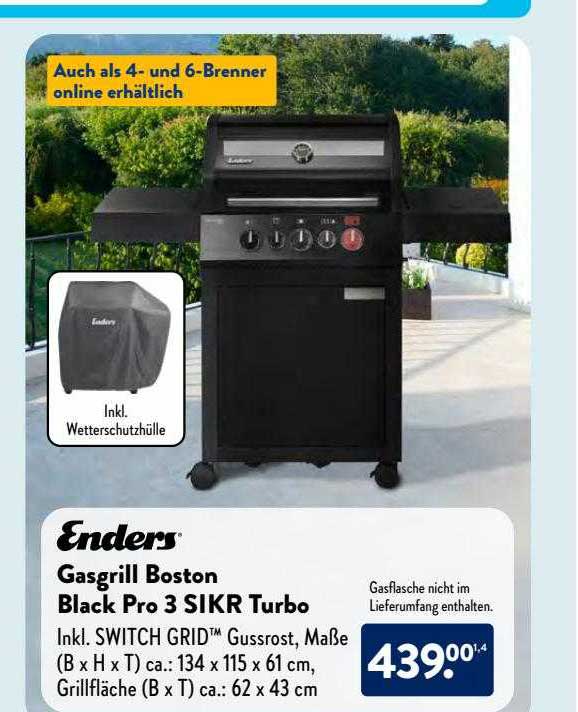 Enders Gasgrill Boston Black Pro 3 Sikr Turbo Angebot bei ALDI SÜD 1Prospekte.de