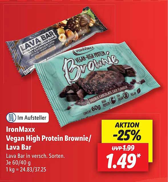 Ironmaxx Vegan High Protein Brownie Oder Lava Bar Angebot bei Lidl