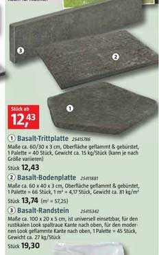 Basalt-trittplatte - Basalt-bodenplatte- Basalt-randstein Angebot
