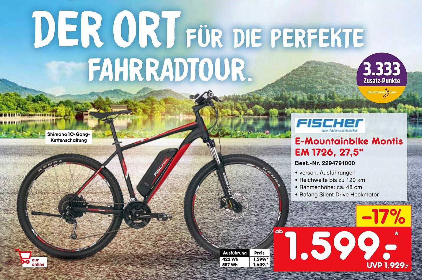 Netto Marken-Discount Fischer E-mountainbike Montis Em 1726, 27.5