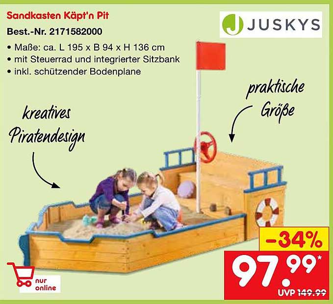Netto Marken-Discount Juskys Sandkasten Käpt'n Pit