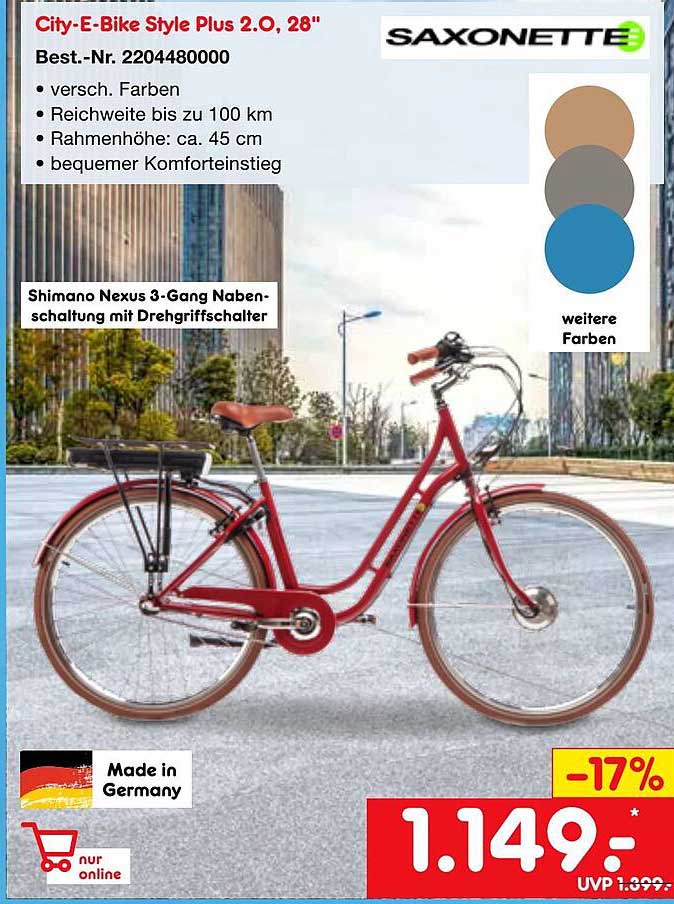Netto Marken-Discount Saxonette City-e-bike Style Plus 2.0, 28