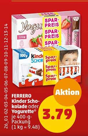 Ferrero Kinder Schokolade Oder Yogurette Angebot bei Penny - 1Prospekte.de