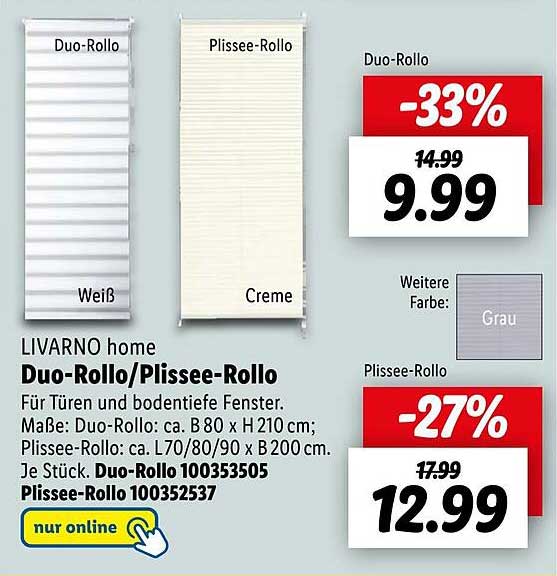 Livarno Home Duo-rollo Oder Plissee-rollo Angebot bei Lidl - 1Prospekte.de