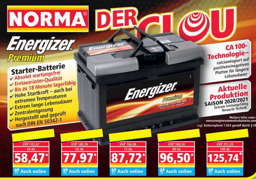 NORMA Energizer Premium Starter Batterie