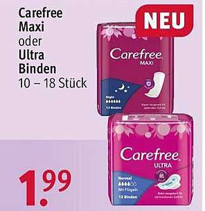 Carefree Maxi Oder Ultra Binden Angebot bei ROSSMANN
