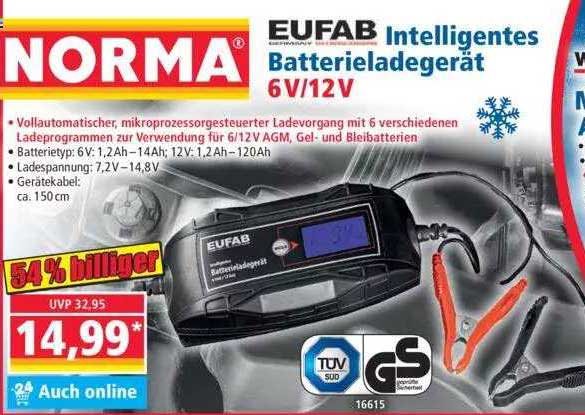 EUFAB Intelligentes Batterie- ladegerät 6V/12V Angebot bei Norma