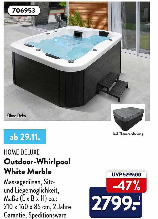 Outdoor-whirlpool White Marble Homedeluxe Angebot bei Netto Marken Discount