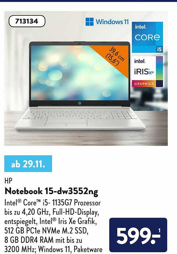 Hp Notebook 15dw3552ng Angebot bei ALDI SÜD 1Prospekte.de