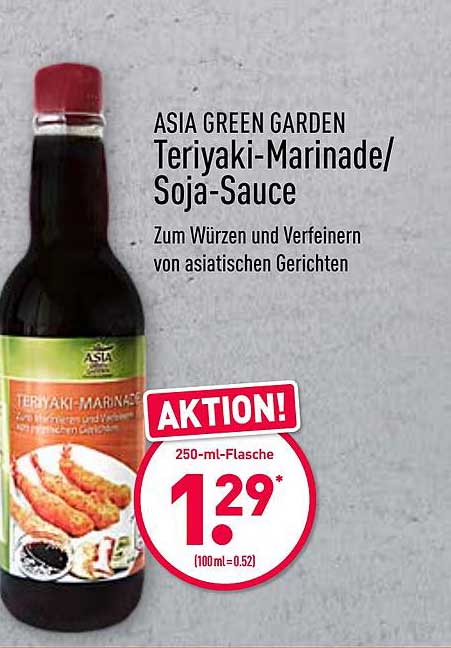 Asia Green Garden Teriyaki-marinade Oder Soja-sauce Angebot bei ALDI Nord